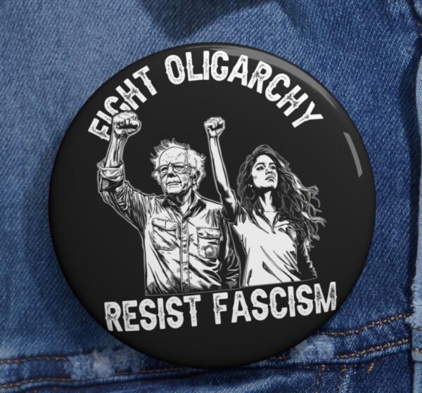 Bernie Sanders AOC Fighting Oligarchy Tour Button