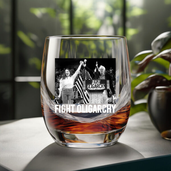 Fight Oligarchy Bernie Sanders And AOC Freedom US Anti Trump Glass