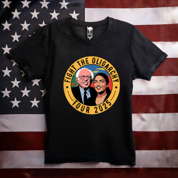 Fight The Oligarchy Tour 2025 Bernie Sanders and AOC T-Shirt