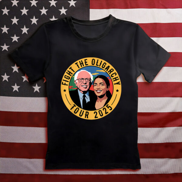 Fight The Oligarchy Tour 2025 Bernie Sanders and AOC T-Shirt