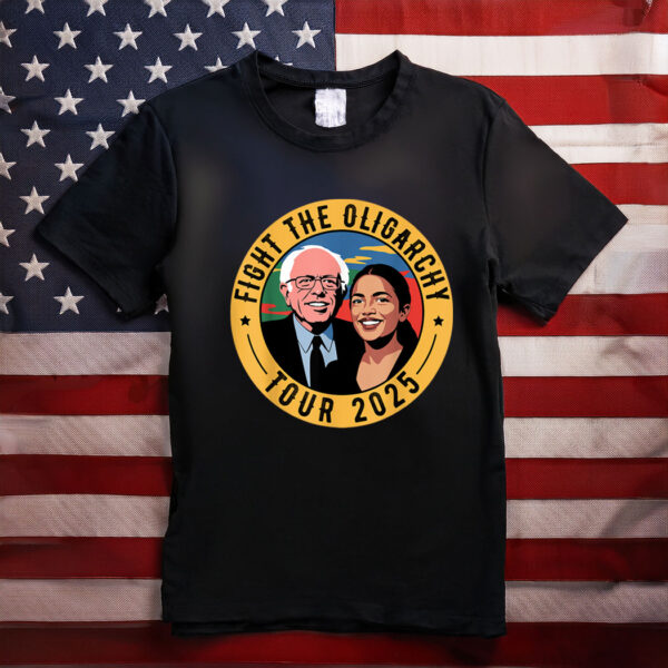 Fight The Oligarchy Tour 2025 Bernie Sanders and AOC T-Shirt